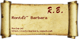 Rontó Barbara névjegykártya