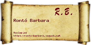 Rontó Barbara névjegykártya